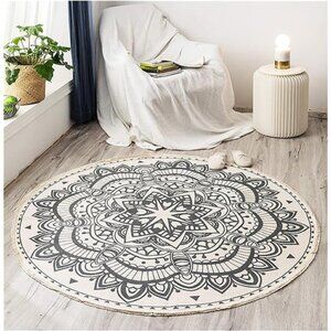 NEW Boho Mandela Round Area Rug